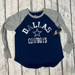 Dallas Cowboys Long Sleeve Shirt Blue Womens New NFL Football Sports Tshirt
